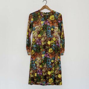 RARE Vtg 70s handmade floral hippie midi dress / M